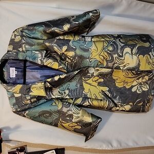 3 Sisters floral print long blazer coat size M